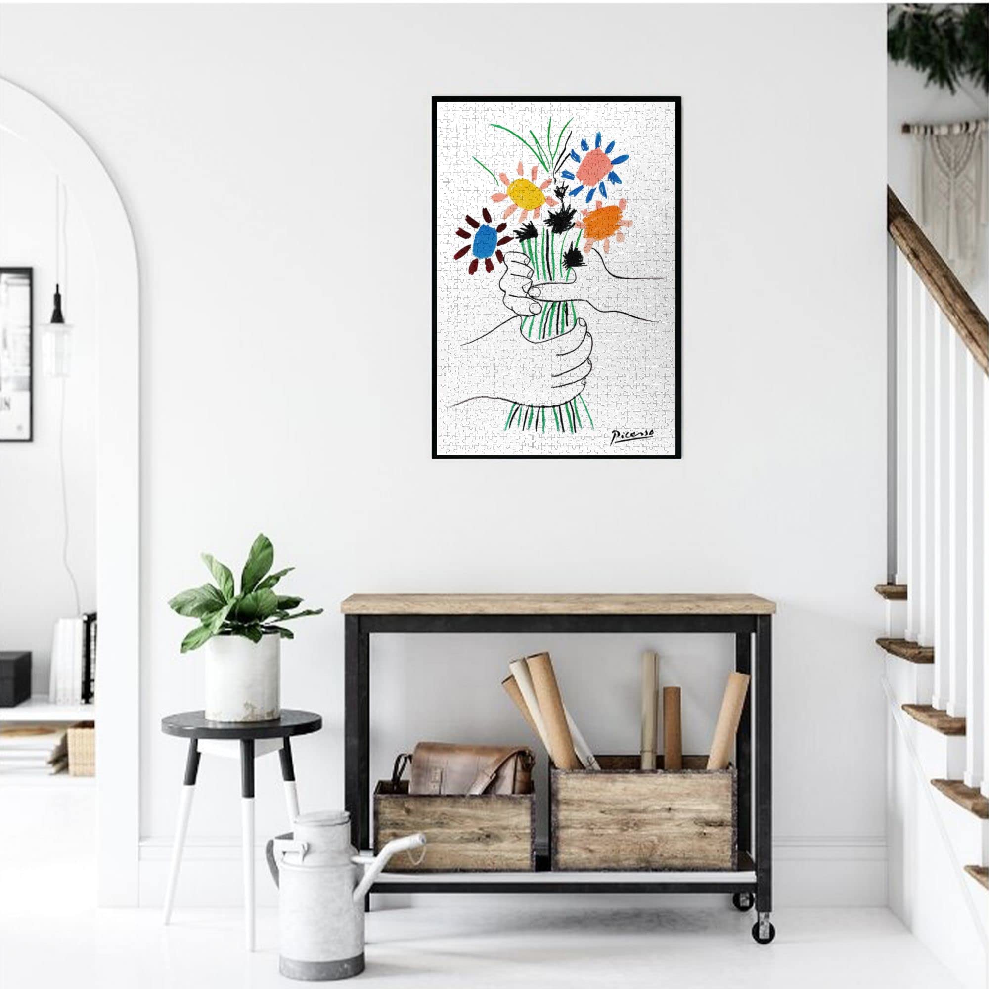 Amazon.co.jp: 1000ピース ジグソーパズル ピカソ 花束を持つ手 50